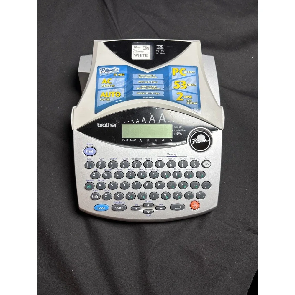 Brother P-Touch PT-1950 Electronic Labeling System PC Ready Silver Grey Labeller